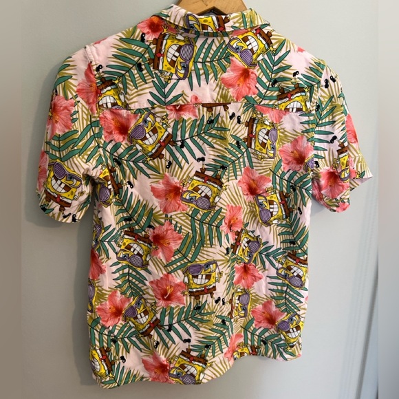 Nickelodeon SpongeBob Floral and Cartoon Shirt M - Picture 2 of 10